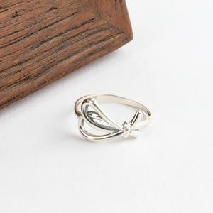 여성 유광컬러 리본꼬임 실버925 은 반지