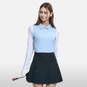 [이지바이]투엘라 러블리샷 여성 데일리 골지 냉감 소매배색 긴팔 카라 티셔츠(M6ST01)