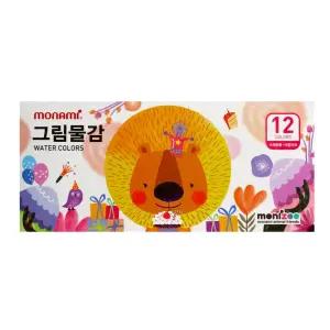 모나미 MONIZOO 수채화 물감 SET 6ml 12색/물감/그림물감/색칠물감/어린이물감/아동물감/준비물물감