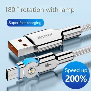 Usb 초고속 충전 To Type-C 마이크로 데이터 케이블 180 회전 나일론 짠 확장 자동차 전화 0.3m 1m 2m