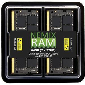 NEMIX RAM 64GB키트 2x32GB DDR4 2666 PC4 21300 ECC SODIMM 2Rx8 메모리 업그레이드