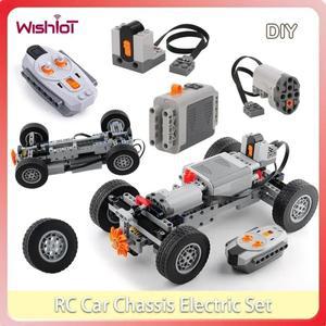4WD RC 자동차 섀시 전기 세트 빌딩 블록 모터 휠 수신기 배터리 박스 부품 MOC 레고