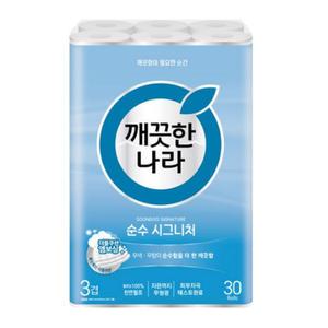 깨끗한나라 순수 시그니처 3겹 28m 30롤 x 1팩 화장지/휴지