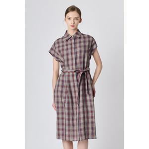 [BCBG](대전신세계)벨티드 체크 셔츠 원피스 (B3M4O683)