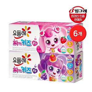 [빙그레]빙그레 요플레 짜먹는 키즈 6입 혼합 6개 (딸기 3 + 포도 3) / 캐치티니핑