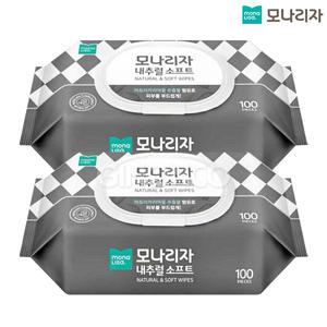 모나리자 내추럴 소프트 물티슈 100매 2개 캡형 대용량