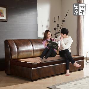 예림 천연가죽 황토볼 흙쇼파 3인 카우치 침대 온열소파