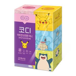 코디 아트앤포켓몬 1/2 미니 230매x6입 1팩 미용티슈 휴지