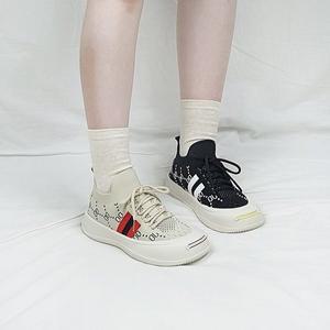 [기타]베르 니트 스판 로고 패턴 키높이 통굽 스니커즈 4cm