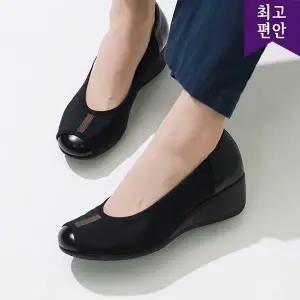 [하프클럽/사임당슈즈]5cm굽 소가죽 우레탄 웨지굽 푹신한 발편한 로퍼 펌프
