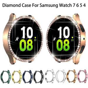 갤럭시 시계 7 용 다이아몬드 시계 커버 시계 6 5 4 여성용 40mm 44mm PC 방지 가을 보호 케이스