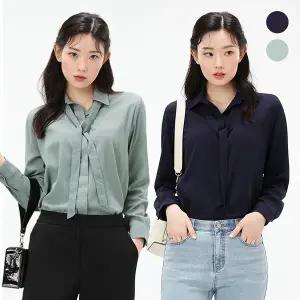 [체이스컬트] TIE-UP 카라넥 블라우스/2Color