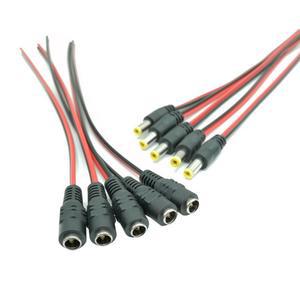 케이블 커넥터 전선 연결 와이어 5pcs 10pcs 5.5x2.1mm 수 암 플러그 12V DC 전원 피그 테일 잭 CCTV 카메라 꼬리 확장 24V