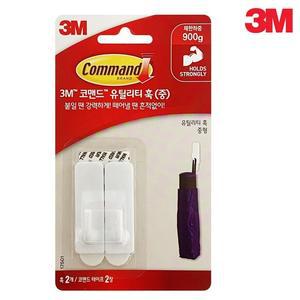 3M 코맨드 유틸리티 훅 중2p 17501)벽면후크 소품걸이 코맨드훅 유틸리티훅 벽면후크 벽걸이후크