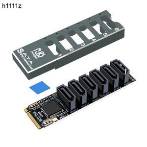 NVME-6포트 SATA3.0 확장 카드 라이저 컨버터 SSD HDD 포트 멀티플라이어 M.2 M 키 to 어댑터 (방열판 케이