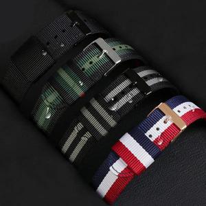 SWATCH 시리즈 캔버스 교체 시계 밴드에 대 한 나일론 가죽 손목 스트랩 17mm 20mm 시계줄 남자 여자 액세