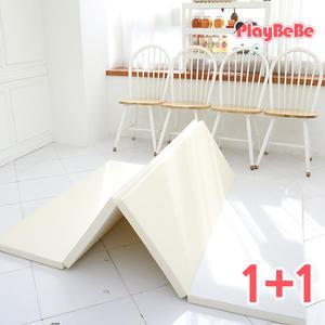 1+1 플레이베베 층간소음방지 폴더 놀이방매트 레체그레이 4단(100x200)
