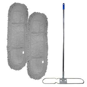 월드크린 극세사 리스킹 그레이 60cm 2p+판+스텐자루 마포 물 밀대 대 걸레 마대 바닥 청소