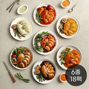 [다신샵] 닭신 소스 닭가슴살 스팀통살 6종 18팩