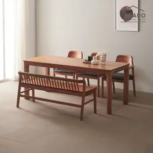 [/착불배송] 발렌시 1900 참죽나무 원목 6인 식탁 세트 (식탁+의자3+벤치1)