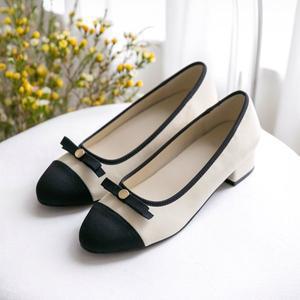 [분홍코끼리] 빅토리아 리본 배색 펌프스(3cm)