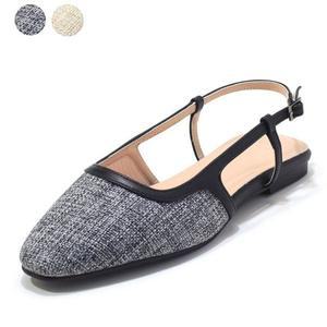 [갤러리아] 세라 여성 소가죽 콤비 스퀘어 슬링백 샌들 C24G404 검정 1CM