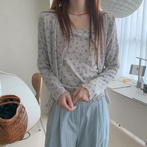 다레치 플라워 나시가디건 세트