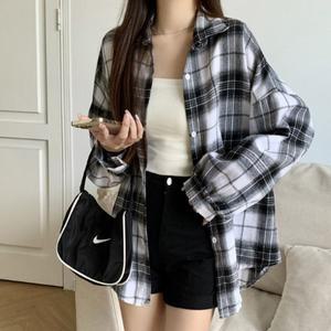 여성 긴필 체크 남방 오버핏 루즈핏 셔츠 가을 신상 캐주얼