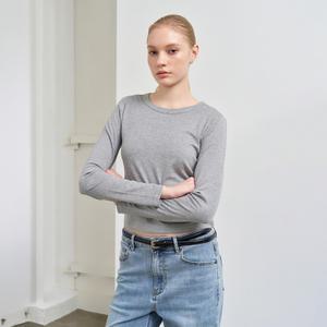 WOMAN 슬림 크루넥 롱 슬리브 티 [MELANGE GREY] / WBE1L01502
