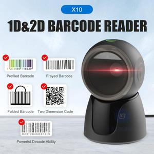 핸즈프리 2D 데스크탑 바코드 스캐너 전방향 유선 500000 픽셀 USB 리더 QR 플랫폼