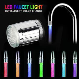 주방 LED 온도 감지 블루라이트 업 수도꼭지 에어레이터 탭 샤워 욕실 발광 절수 전원 키트 3 색상
