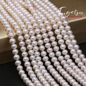 천연 담수 양식 진주 원형 비즈 흰색 참 DIY 여성 목걸이 쥬얼리 제작 1 스트링 8-9mm
