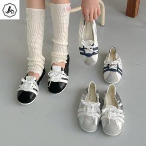 [기타][애슬릿] 여성 배색 플랫 슈즈 스니커즈 단화 운동화
