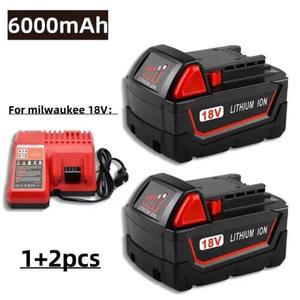 2025 밀워키 M18 전동 공구 배터리 충전기 BR XC 18V 6000mAh M18B5 48-11-1860 내장 18650 배터리