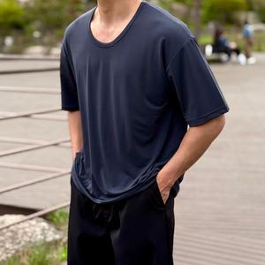남자 오버핏 유넥 머슬 반팔티 U넥 스판 여름 반팔티셔츠