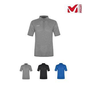 [밀레]MILLET 밀레 남성 여름 반팔 티셔츠 시그니처 멜란지 반팔 집업 티셔츠 MVUUT371