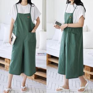 여성 린넨 끈멜빵 7부 통바지 마 점프슈트 (OPS-1076)