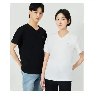 게스 ON 유니 레귤러핏 브이넥 고무삼각와펜 반팔티 NP2KE402 half_NP2KE402 706174