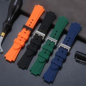 Oris Aquis 7790 7654 7730 7740 24x11mm 24x12mm 부드러운 고무 시계 밴드 블루 오렌지 실리콘 시계 스트
