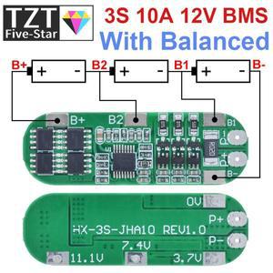 리튬 배터리 충전기 보호 보드, 18650 이온 셀 충전, 균형 잡힌 BMS, 3S, 10A, 12V, 11.1V, 12.6V
