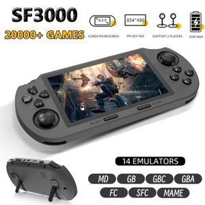SF3000 휴대용 레트로 핸드 헬드 게임 플레이어 4.5 인치 IPS 스크린 비디오 콘솔 PS1/GBA/SFC/GBC 용 2000