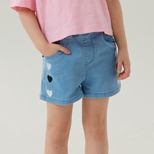 배색자수4부데님팬츠(아이스블루)