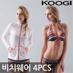 [쿠기(KOOGI)]쿠기 여성 비치웨어 수영복 4종세트 KF-H203