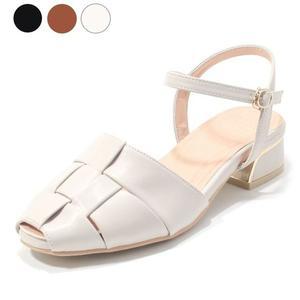 [갤러리아] 세라 여성 소가죽 위빙 스트랩 메리제인 샌들 C24S400 베이지 3CM