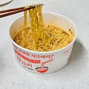 한라비일회용 전자레인지 라면용기 생분해성 종이냄비 YP 1350 60개 + 종이뚜껑