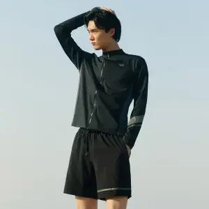 [아레나수영복] 에센스 레귤러핏 집업 래쉬가드 세트 A5BM1PC05BLK
