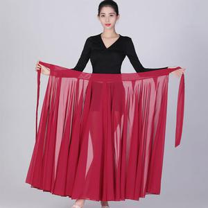 한국무용 풀치마 의상 스커트 무용 랩스커트 고무줄 허리 몽탁 치마 연극 85CM 빨간색