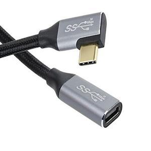 [셀러허브 1]Coms USB 3.1 Type C 연장 케이블 50cm GEN2 10Gbps C타입 to C타입 꺾임 꺽임 Metal Black