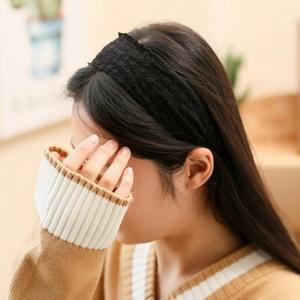 큐슈슈 오리엔 헤어밴드 레이스 머리띠(블랙)