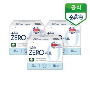 깨끗한나라 생리대 순수한면 제로 중형 16P 3개